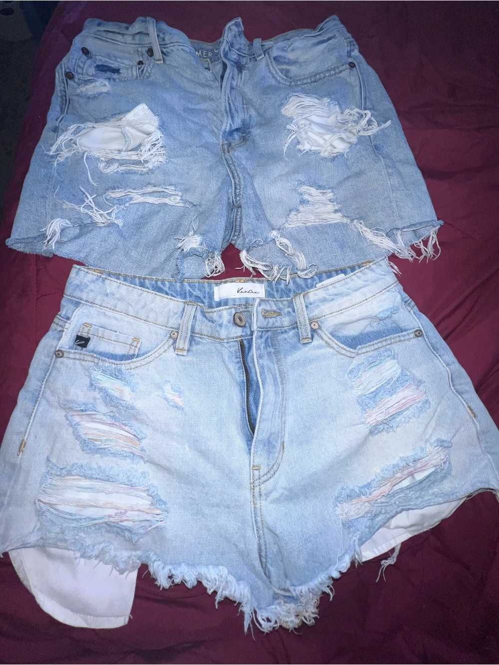 AE & other Light Blue Distressed Denim Shorts Pair